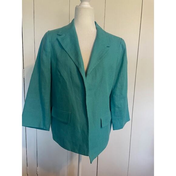 Talbots Size 16 Petite 100% Linen Jacket Teal NWT‎ - Picture 1 of 6